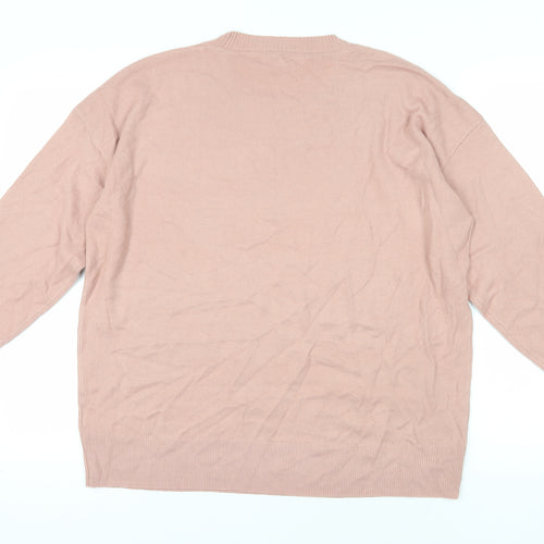 Next Pink Acrylic Beaded Pullover Jumper Size L
