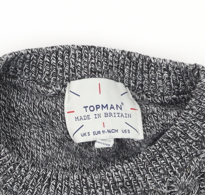 Topman Grey Cable-Knit Pullover Jumper Size S