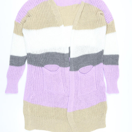 Boohoo Striped Chunky Knit Cardigan Multicolour M