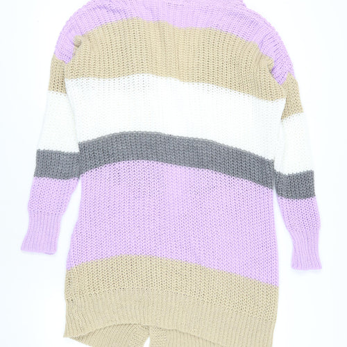 Boohoo Striped Chunky Knit Cardigan Multicolour M