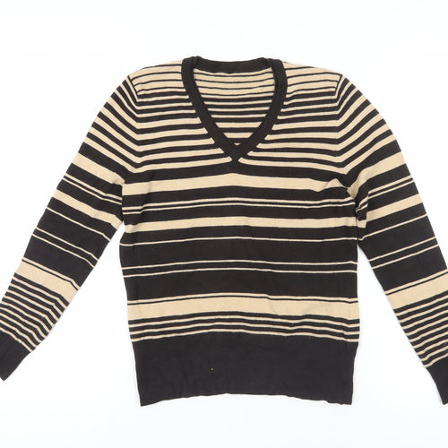 Debenhams Beige & Black Striped Pullover Jumper, Size 12