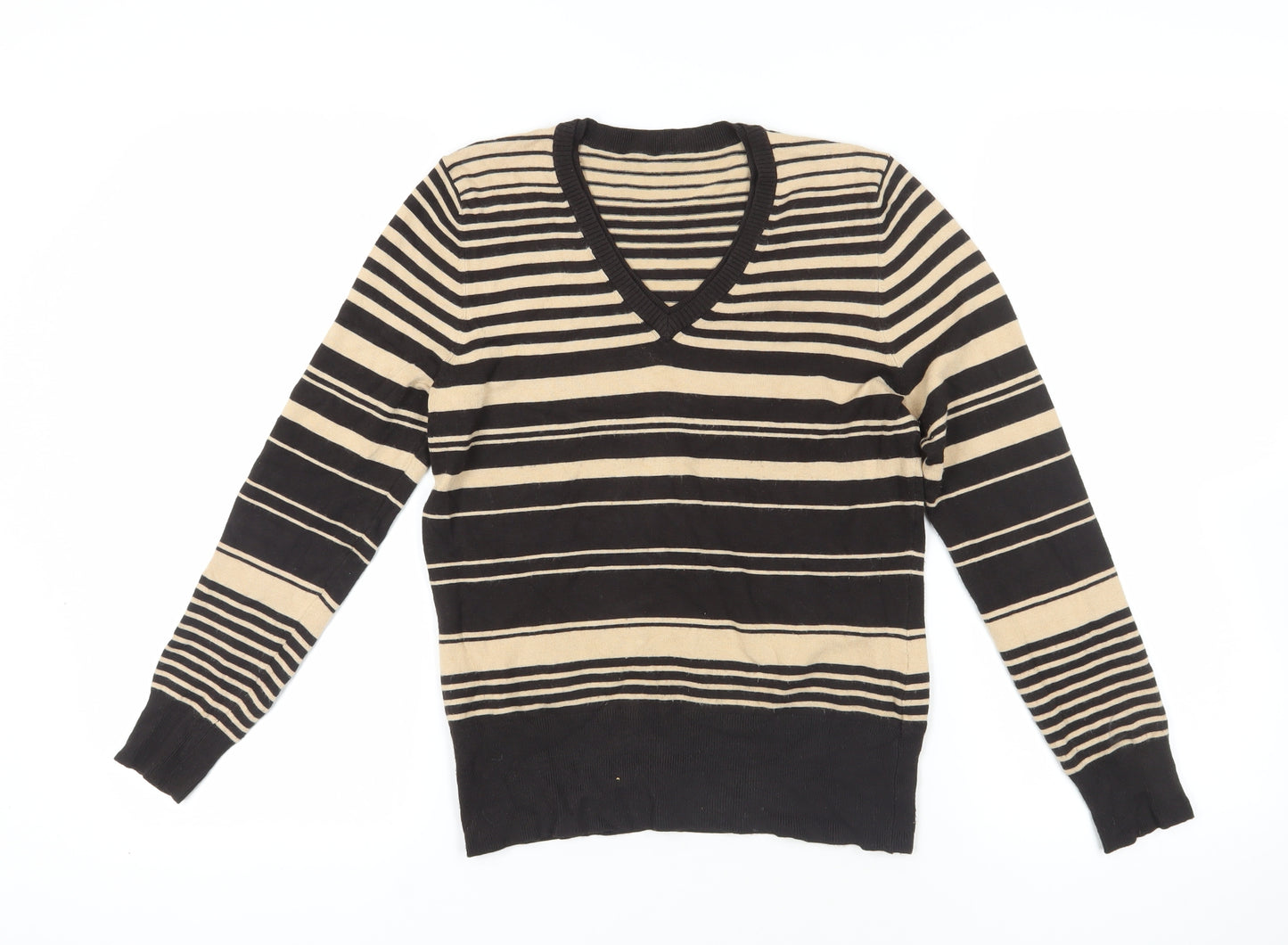 Debenhams Beige & Black Striped Pullover Jumper, Size 12