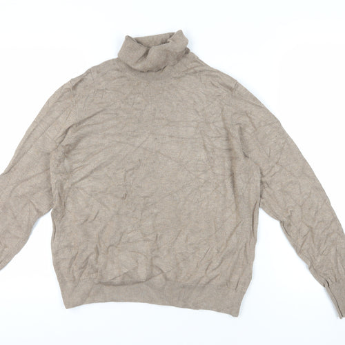 H&M Beige Roll Neck Jumper, Size 12, Excellent