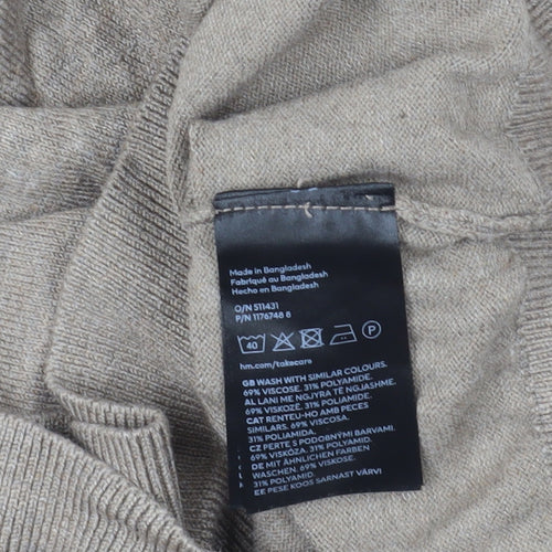 H&M Beige Roll Neck Jumper, Size 12, Excellent