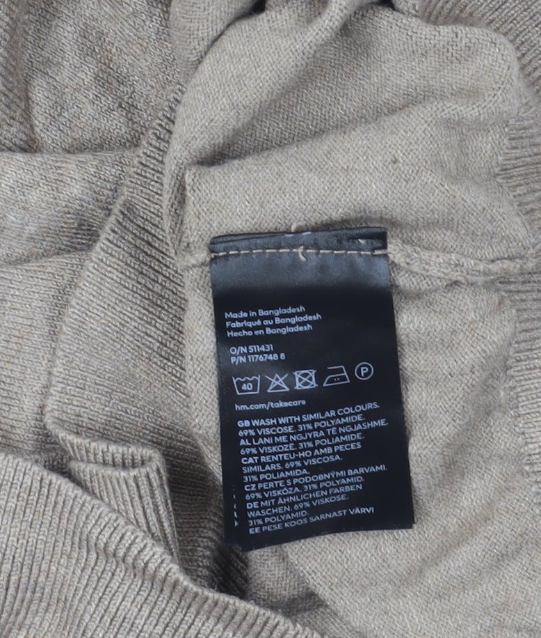 H&M Beige Roll Neck Jumper, Size 12, Excellent
