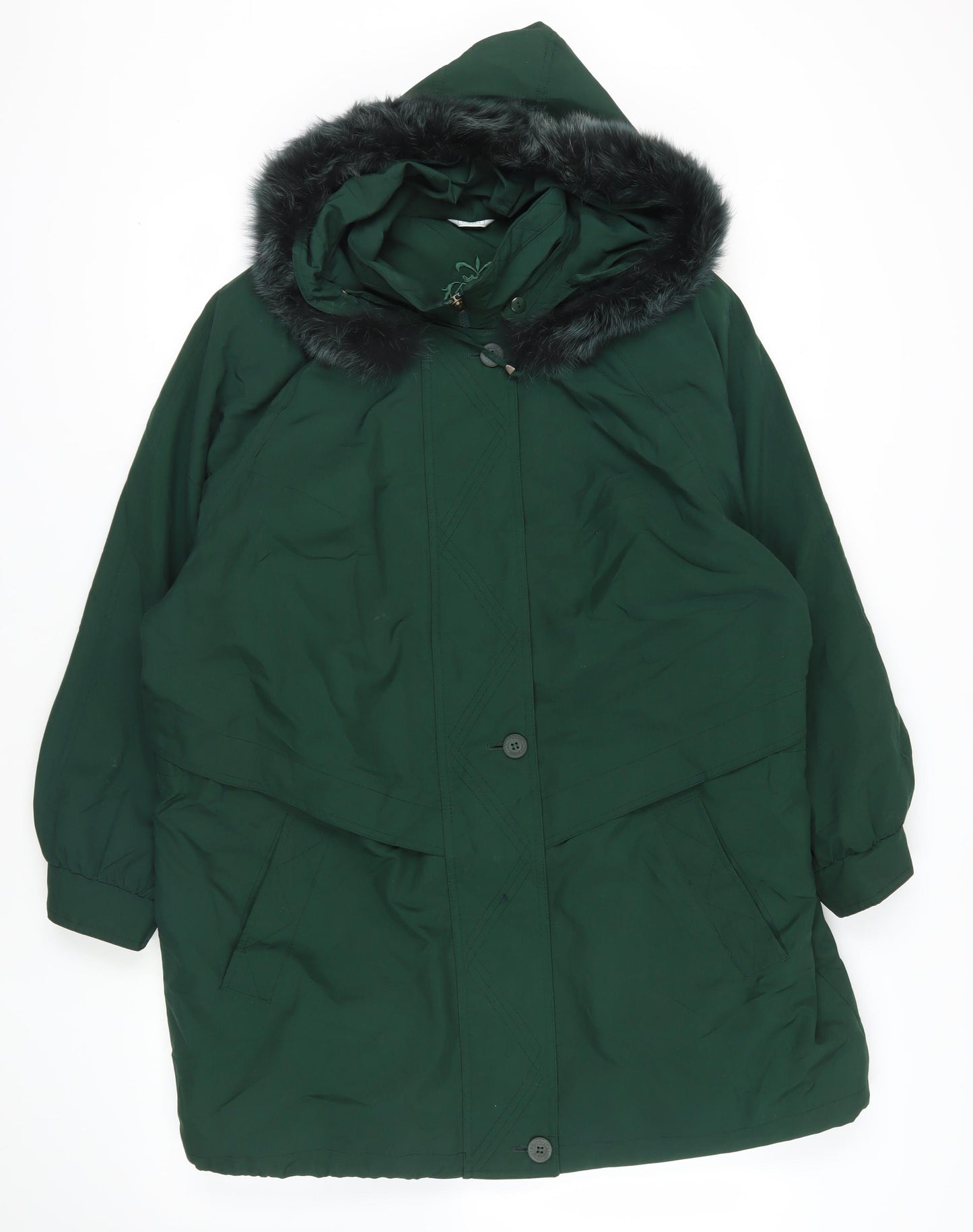 C&A Green Hooded Parka Coat Size 18