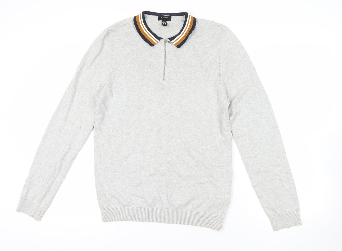 New Look Grey M Collared Pullover Jumper