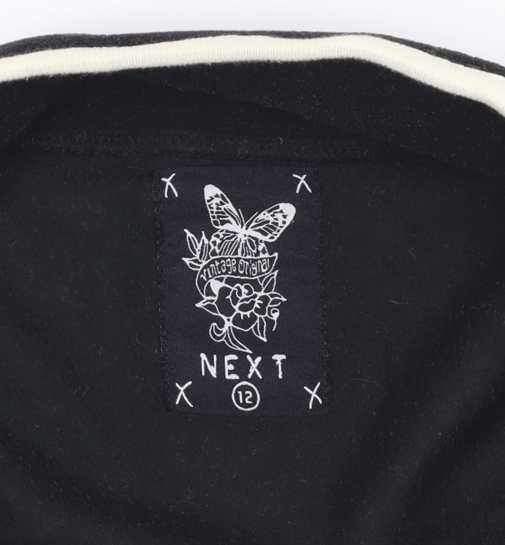 Next Black Fleece Jacket - Size 12, Vintage Style