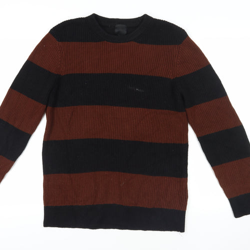 H&M Men's Black Striped Pullover Jumper M