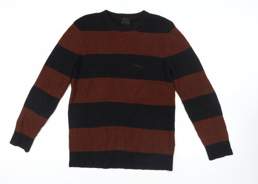 H&M Men's Black Striped Pullover Jumper M