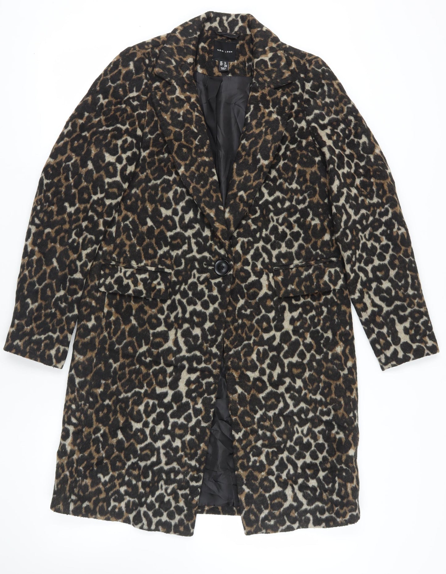 New Look Brown Animal Print Coat Size 8
