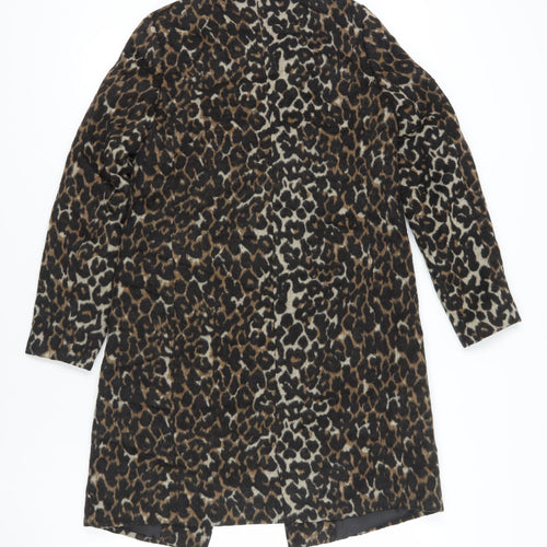 New Look Brown Animal Print Coat Size 8