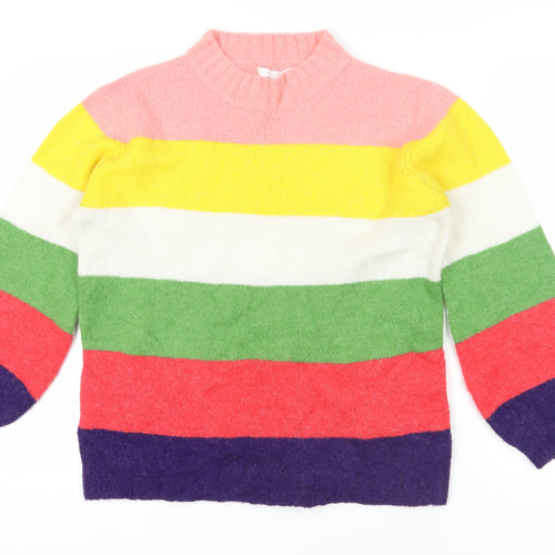 Next Multicoloured Striped Mock Neck Jumper M