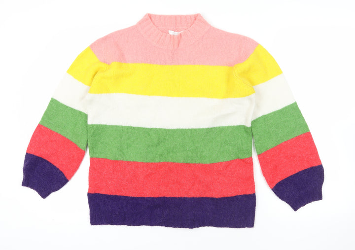 Next Multicoloured Striped Mock Neck Jumper M