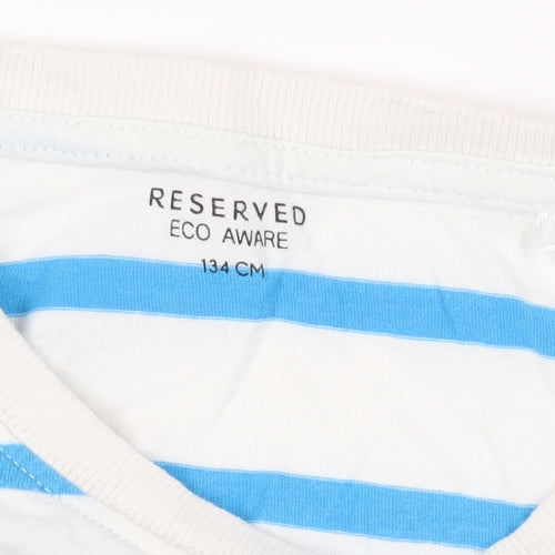 Reserved Boys Stripe T-Shirt, Blue & White, 8-9 Years