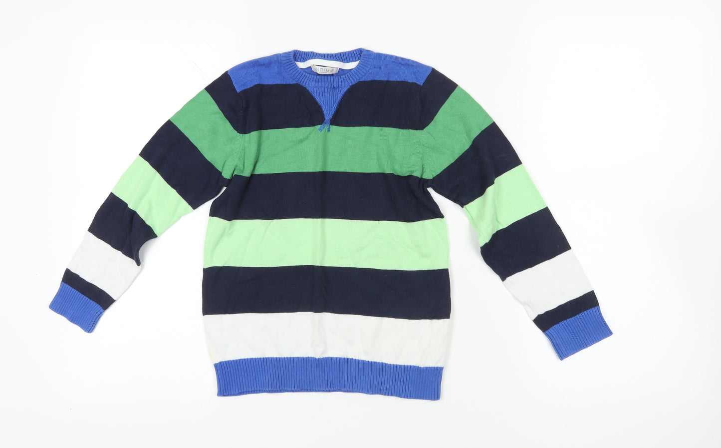 Marks and Spencer Boys Blue Striped Pullover Jumper 7-8 Years