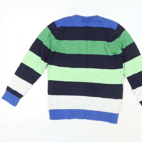 Marks and Spencer Boys Blue Striped Pullover Jumper 7-8 Years