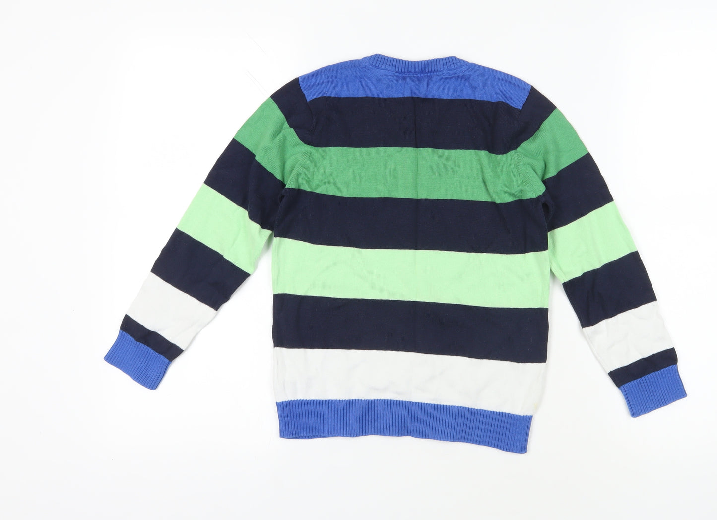 Marks and Spencer Boys Blue Striped Pullover Jumper 7-8 Years