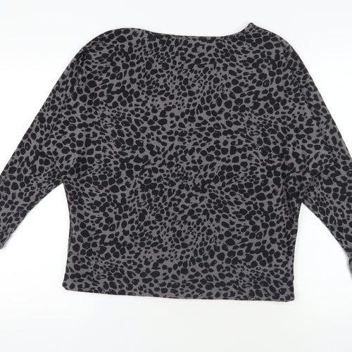 Apricot Grey Leopard Print Pullover Jumper Size 10