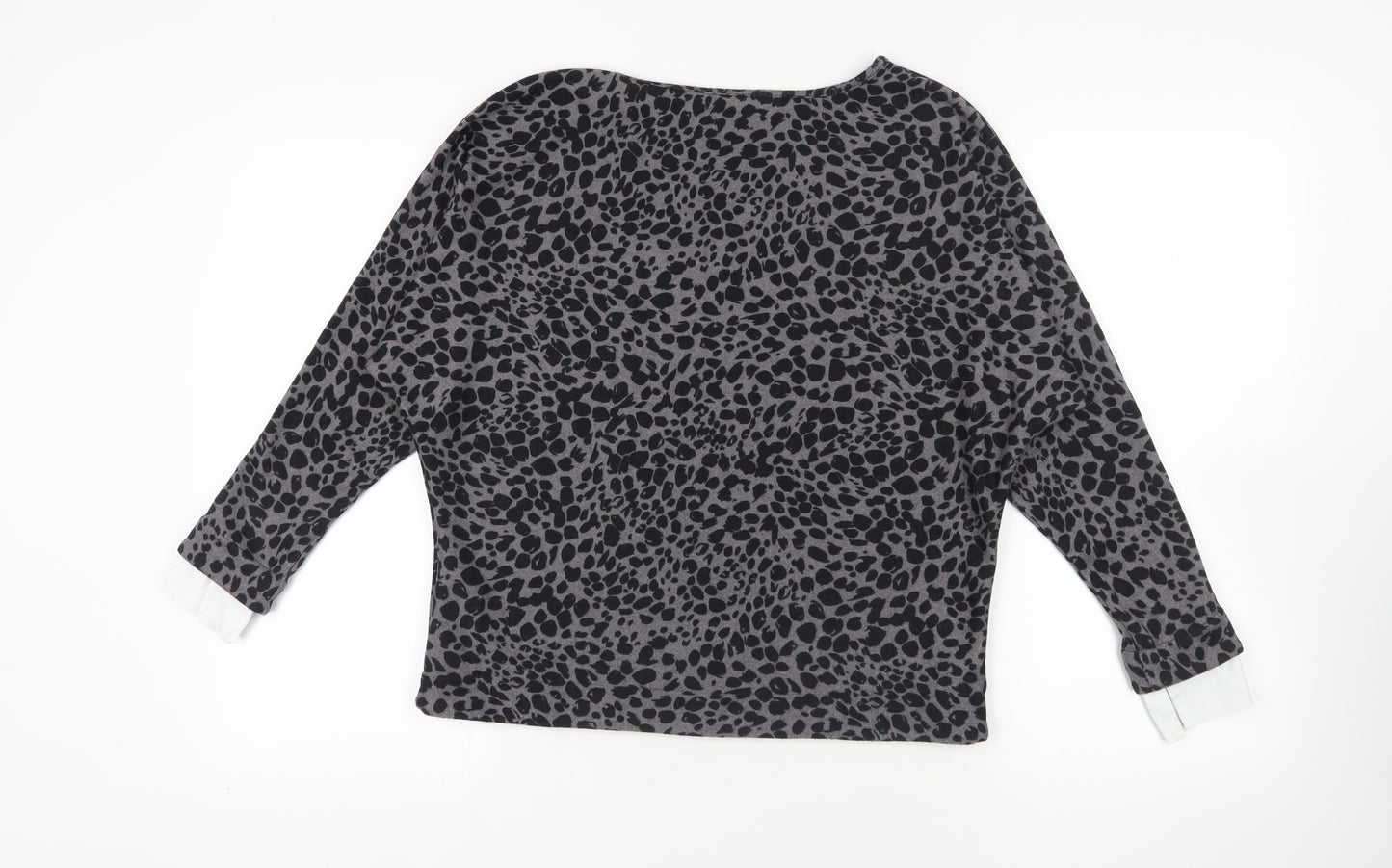 Apricot Grey Leopard Print Pullover Jumper Size 10