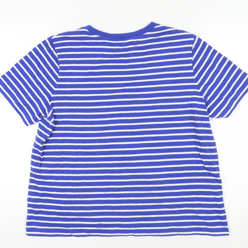 Marks and Spencer Blue Striped Women's T-Shirt Size 16