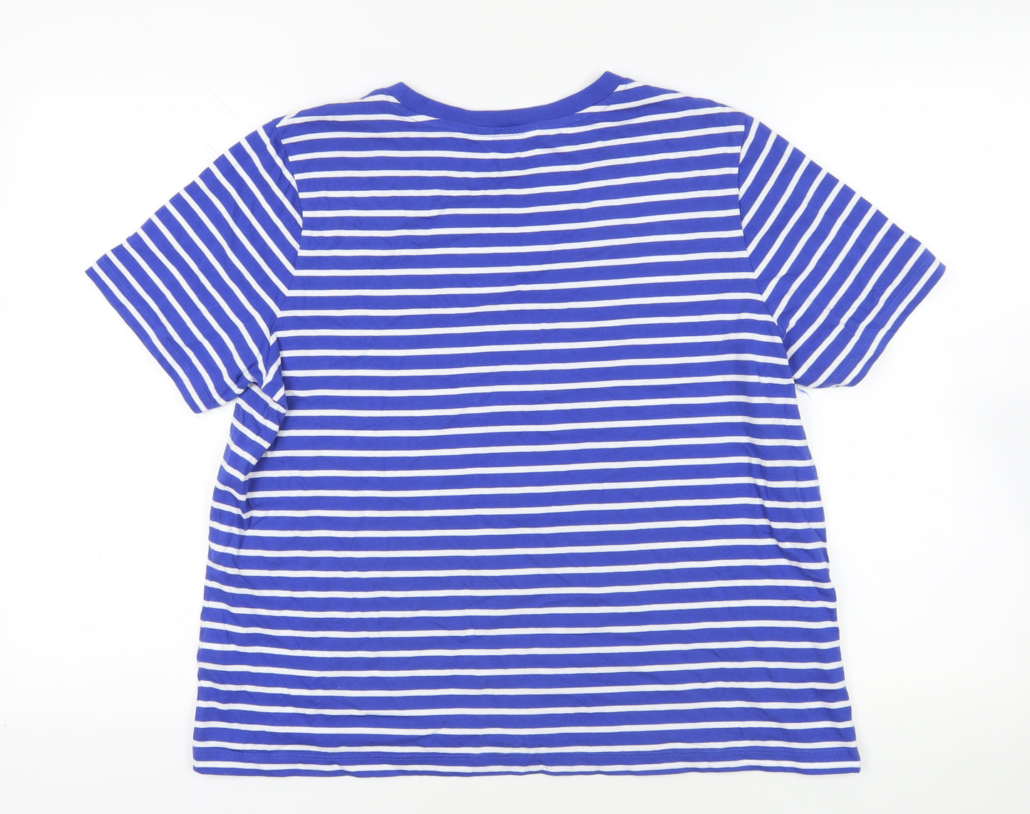 Marks and Spencer Blue Striped Women's T-Shirt Size 16