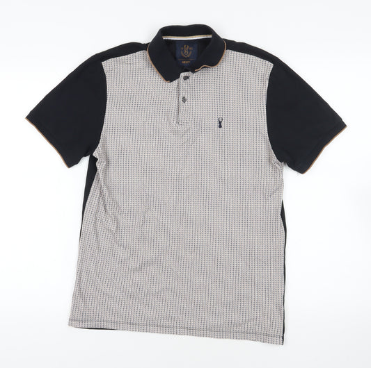 Next Men's Black Polo Shirt M Graphic Print