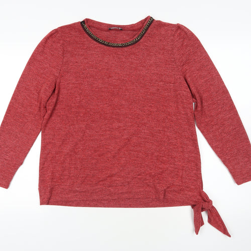 Klass Red Pullover Jumper L with Chain Accent