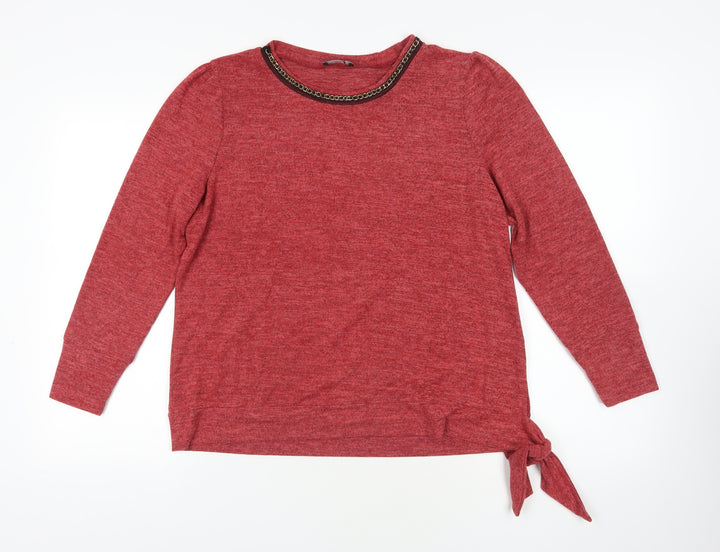 Klass Red Pullover Jumper L with Chain Accent