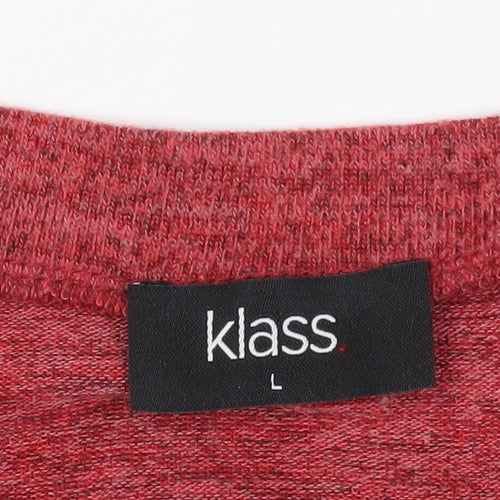 Klass Red Pullover Jumper L with Chain Accent