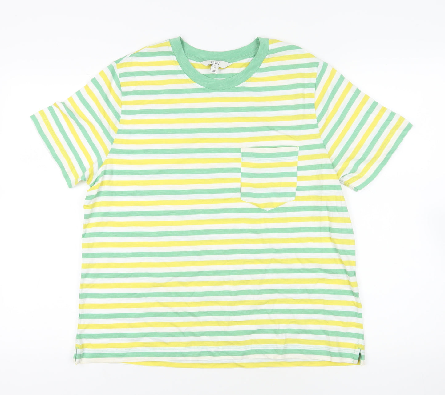 Marks and Spencer Multicoloured Striped Size 16 T-Shirt