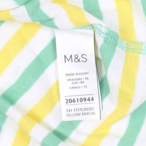 Marks and Spencer Multicoloured Striped Size 16 T-Shirt