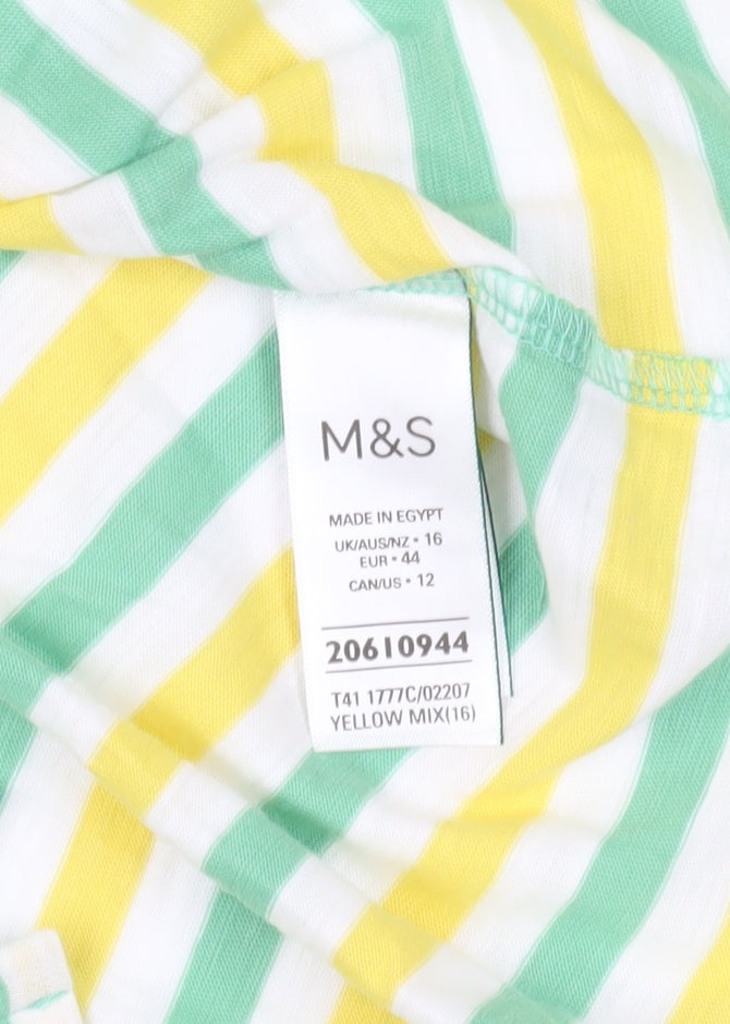 Marks and Spencer Multicoloured Striped Size 16 T-Shirt