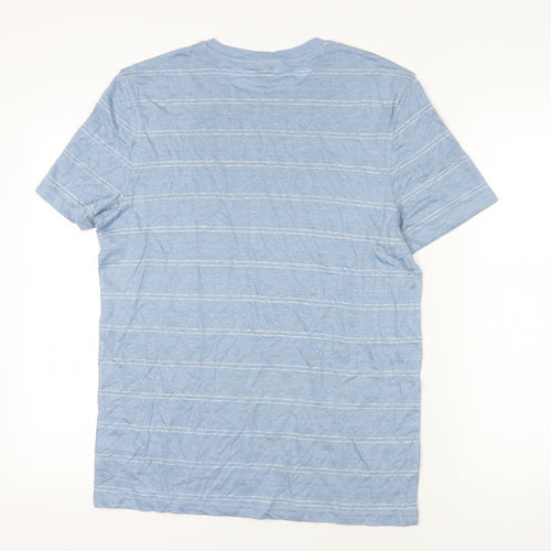 Marks & Spencer Blue Striped Crew Neck T-Shirt M