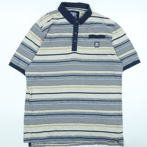 Everton Mens Blue Cotton Polo Size L Collared - Logo- Everton