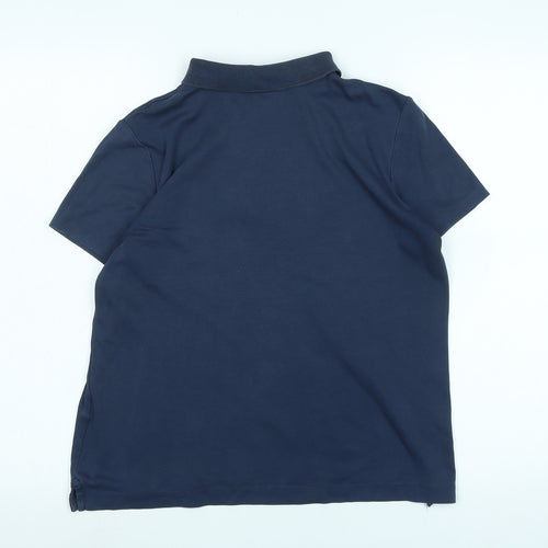 Lands' End Womens Blue Cotton Basic Polo Size S Collared - Logo