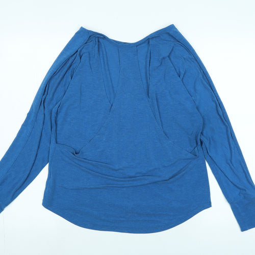 Gap Womens Blue Polyester Jersey T-Shirt Size S Boat Neck - Logo