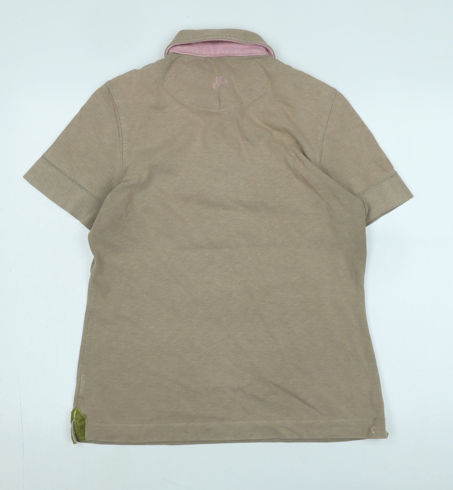 Joules Womens Beige Cotton Basic Polo Size 14 Collared - Logo