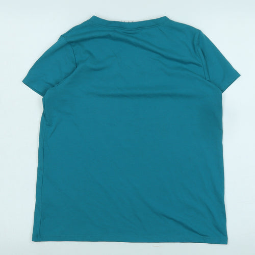Slazenger Womens Blue Cotton Basic T-Shirt Size 8 V-Neck - Logo