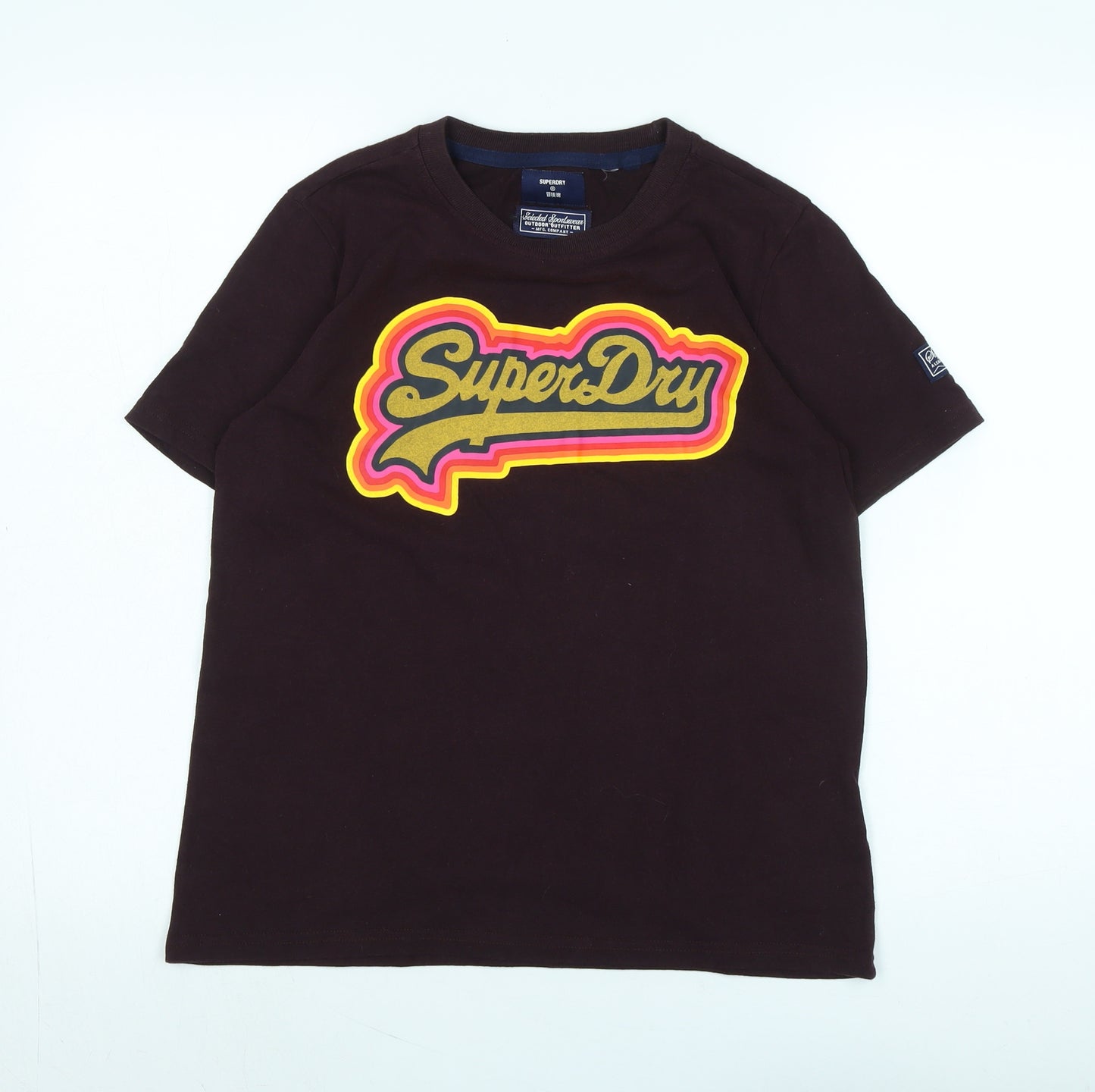 Superdry Womens Red Cotton Blend Basic T-Shirt Size M Crew Neck - Logo