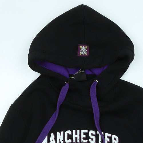 manchester storm Mens Black Cotton Blend Pullover Hoodie Size S - Logo