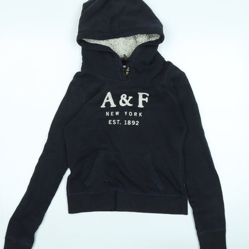 Abercrombie & Fitch Boys Blue Polyester Pullover Hoodie Size S - Logo