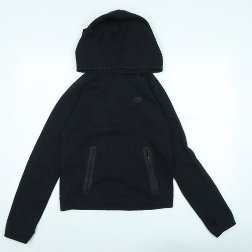 Nike Womens Black Cotton Pullover Hoodie Size S - Logo