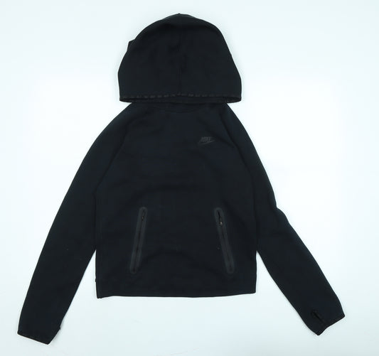 Nike Womens Black Cotton Pullover Hoodie Size S - Logo