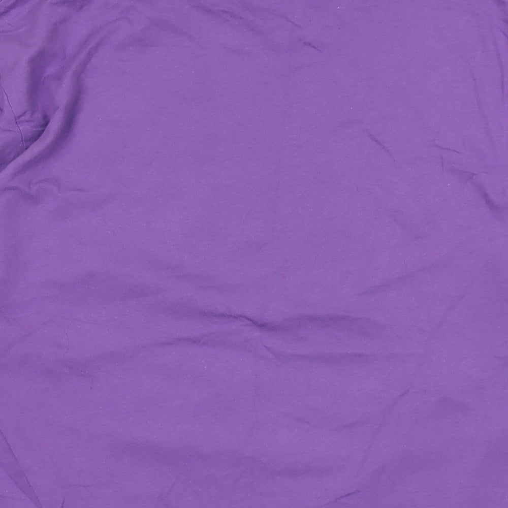 ROMWE Mens Purple Cotton T-Shirt Size L Crew Neck - Logo