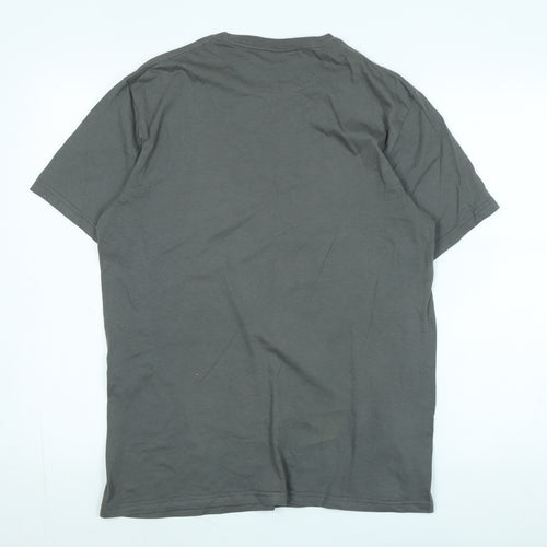 Stranger things Mens Grey Cotton T-Shirt Size M Crew Neck - Logo - Hellofire club