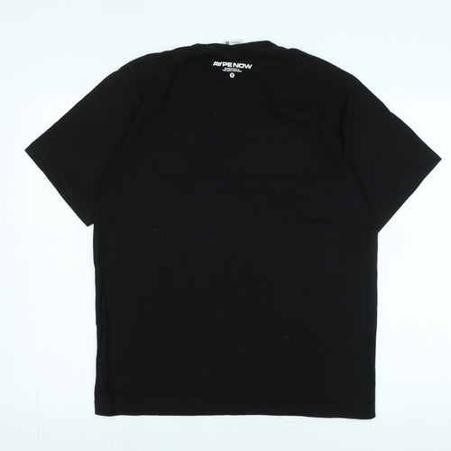 Appe now Mens Black Cotton T-Shirt Size M Crew Neck - Logo