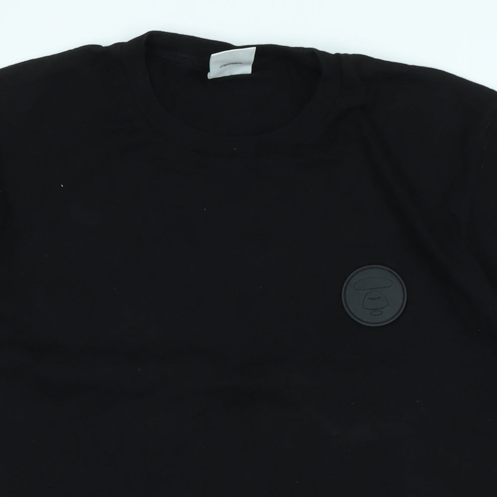 Appe now Mens Black Cotton T-Shirt Size M Crew Neck - Logo