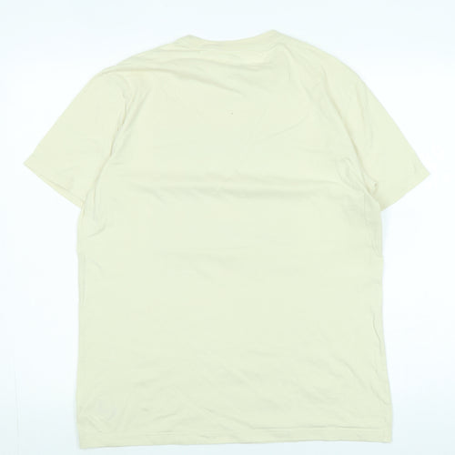 Gap Mens Ivory Cotton T-Shirt Size S Crew Neck - Logo
