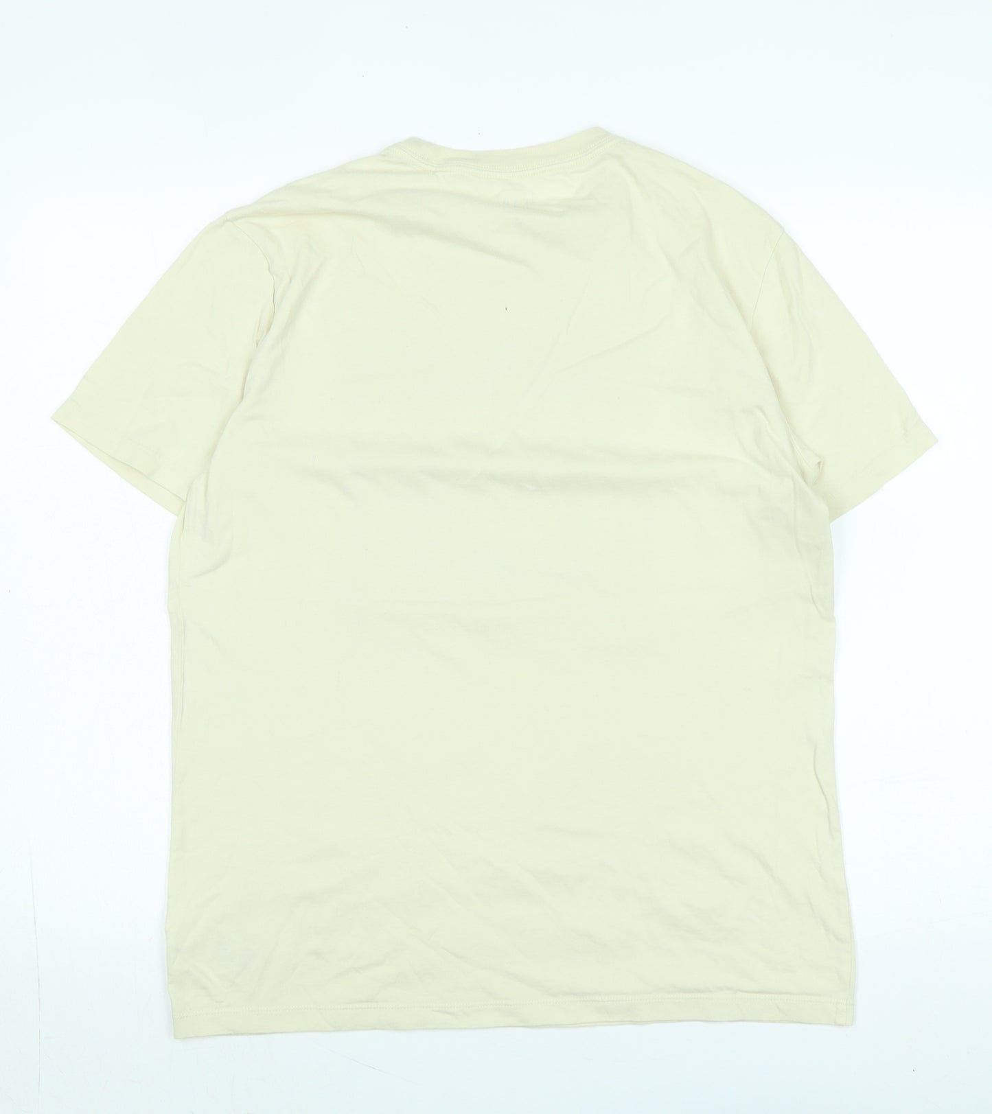 Gap Mens Ivory Cotton T-Shirt Size S Crew Neck - Logo